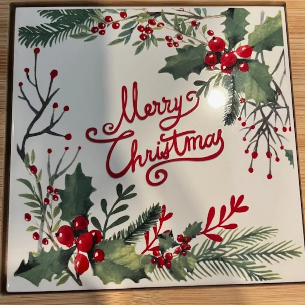 Merry Christmas Cheese Cutting Magnetic Board Serving Tray Slicer Spreader